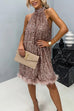 Trixiedress Halter Sleeveless Feather Hem Sequin Dress