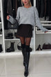 Trixiedress Crewneck Bow Back Cut Out Cozy Sweater