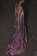 Trixiedress Strapless Tube Gradient Ombre Satin Maxi Party Dress