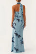 Trixiedress Strapless Tube Floral Print Bodycon Maxi Dress