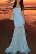 Trixiedress Strapless Mesh Splice Bodycon Maxi Dress