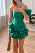 Trixiedress One Shoulder Flounced Bottom Mini Bodycon Dress
