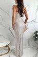 Trixiedress V Neck High Slit Sequin Maxi Cami Dress