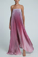 Trixiedress Strapless Tube Gradient Ombre Satin Maxi Party Dress