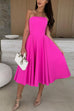Trixiedress Strapless Open Back Waisted Swing Midi Dress