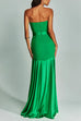 Trixiedress Mesh V Neck Strapless Splice Flare Maxi Party Dress