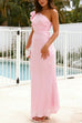 Trixiedress Frill One Shoulder Cut Out Waist Maxi Dress