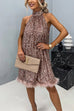 Trixiedress Halter Sleeveless Feather Hem Sequin Dress