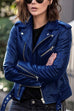 Trixiedress Vintage Lapel Zip Up Faux Leather Moto Jacket