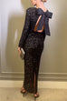 Trixiedress Bow Backless Sequin Bodycon Maxi Party Dress