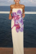 Trixiedress Elegant Strapless Floral Print Maxi Dress