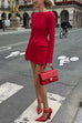 Trixiedress Elegant Long Sleeves Bow Detail Mini Dress