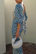 Trixiedress Lantern Sleeves Bow Back Cut Out Printed Midi Dress