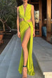 Trixiedress V Neck Knot Front Cut Out High Slit Sleeveless Maxi Dress
