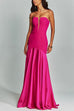 Trixiedress Mesh V Neck Strapless Splice Flare Maxi Party Dress
