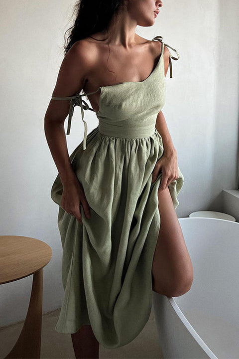 Trixiedress Tie Shoulder Backless Waisted Swing Maxi Cami Dress