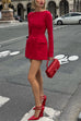 Trixiedress Elegant Long Sleeves Bow Detail Mini Dress