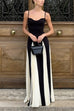 Trixiedress Low Cut Color Block Swing Maxi Cami Dress