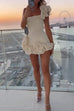 Trixiedress One Shoulder Flounced Bottom Mini Bodycon Dress