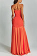 Trixiedress Mesh V Neck Strapless Splice Flare Maxi Party Dress