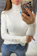 Trixiedress Turtleneck Gold Buttons Ribbed Knit Top