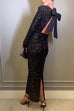 Trixiedress Bow Backless Sequin Bodycon Maxi Party Dress