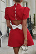 Trixiedress Mockneck Petal Sleeves Bow Knot Cut Out Mini Dress