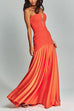 Trixiedress Mesh V Neck Strapless Splice Flare Maxi Party Dress