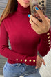 Trixiedress Turtleneck Gold Buttons Ribbed Knit Top
