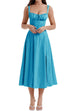 Trixiedress Drawstring Neck Slit Bustier Midi Cami Dress