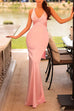 Trixiedress V Neck Back Tie Bow Cut Out Satin Maxi Dress