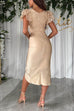 Trixiedress V Neck Ruffle Sleeves Slit Sequin Midi Party Dress