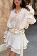 Trixiedress Long Sleeves Lace-up Tie Waist Ruffle Mini Dress