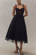Trixiedress V Neck Mesh Polka Dot A-line Midi Cami Dress