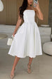 Trixiedress Strapless Open Back Waisted Swing Midi Dress