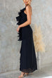Trixiedress One Shoulder Slit Ruffle Mesh Maxi Dress