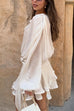 Trixiedress Long Sleeves Lace-up Tie Waist Ruffle Mini Dress