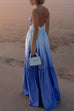 Trixiedress Backless Cut Out Gradient Tie Dye Ruffle Maxi Cami Dress