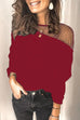 Trixiedress Lace Mesh Patchwork Long Sleeve Tops