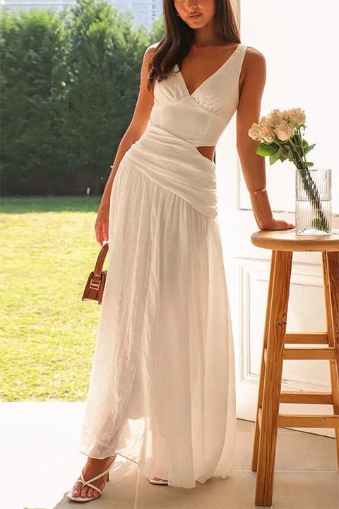 Trixiedress V Neck Sleeveless Cut Out Swing Maxi Dress