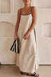 Trixiedress Adjustable Strap Backless Cotton Linen Maxi Dress