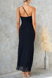 Trixiedress One Shoulder Slit Ruched Ruffle Mesh Maxi Dress