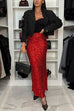 Trixiedress Christmas Party High Waist Sequin Bodycon Maxi Skirt