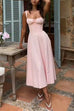 Trixiedress Drawstring Neck Slit Bustier Midi Cami Dress
