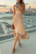 Trixiedress Spaghetti Strap Flounce Hem Bustier Midi Dress