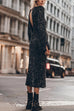 Trixiedress Long Sleeves Back Cut Out Sequin Midi Dress