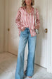 Trixiedress Long Sleeves Button Down Striped Blouse Shirt