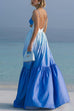 Trixiedress Backless Cut Out Gradient Tie Dye Ruffle Maxi Cami Dress