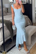 Trixiedress Sleeveless Ruched Waist Ruffle Hem Jacquard Maxi Dress