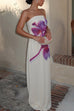 Trixiedress Elegant Strapless Floral Print Maxi Dress